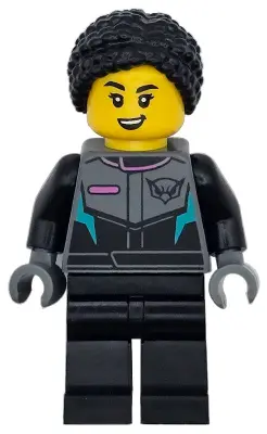 Race Car Driver - Female, Racing Suit with Hawk Head Logo, Black Legs, Black Hair Braided with Knot 