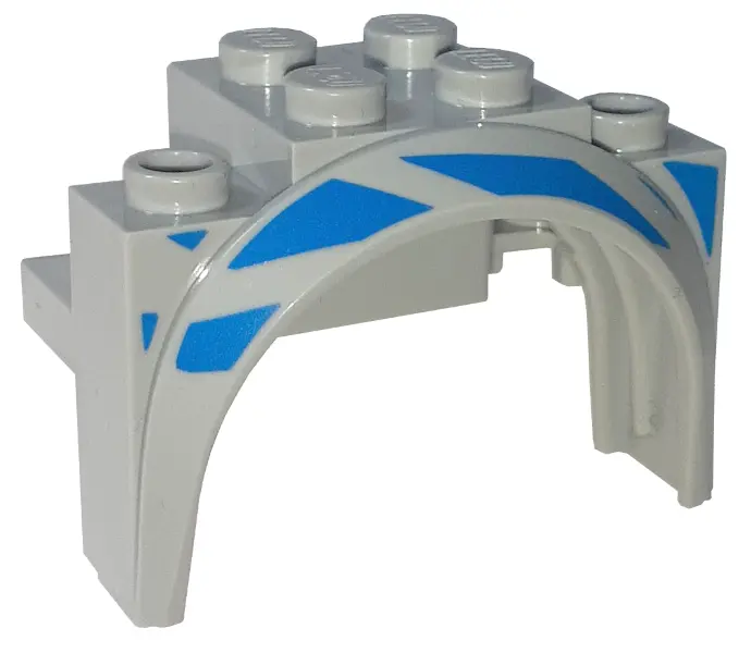 Light Bluish Gray Vehicle, Mudguard 4 x 2 1/2 x 2 1/3 with Arch Round with Blue Stripes Pattern Mode