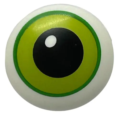White Plate, Round 2 x 2 with Rounded Bottom (Boat Stud) with Lime Eye with Green Outline Pattern (H