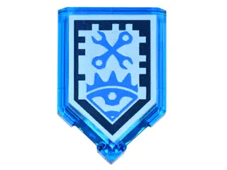 Trans-Dark Blue Tile, Modified 2 x 3 Pentagonal with Nexo Power Shield Pattern - Mech Master