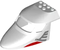 White Aircraft Fuselage Forward Top Curved 6 x 10 x 4 with 3 Window Panes with Metallic Silver Airli