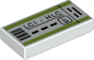White Tile 1 x 2 with 'LCI-HLC' Boarding Pass Pattern