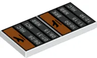 White Tile 2 x 4 with Airline Departures and Arrivals Board Pattern
