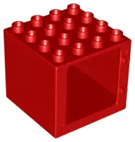 Red Duplo Door / Window Frame 4 x 4 x 3 Thin Top