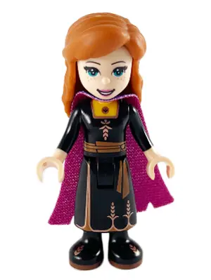 Anna - Black Dress, Magenta and Dark Purple Cape, Wide Smile