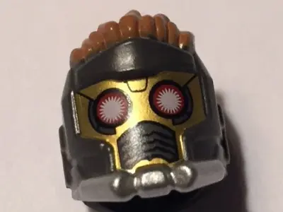 Pearl Dark Gray Minifigure, Headgear Helmet Space Wraparound with Medium Nougat Hair on Top, Breathi