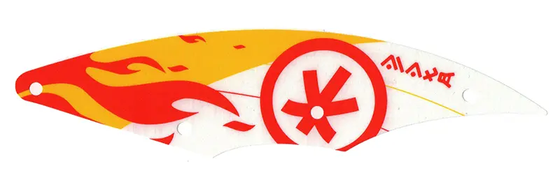 White Cloth Sail Triangular 7 x 28 with Red Flames and Ninjago Logogram 'K71748' Pattern