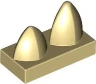 Tan Tile, Modified 1 x 2 with 2 Teeth Vertical