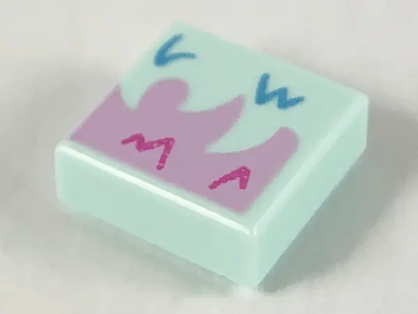 Light Aqua Tile 1 x 1 with Bright Pink Fur with Dark Pink and Medium Blue Highlights Pattern