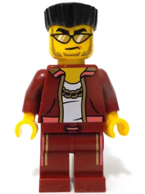 Police - City Bandit Crook Male, Dark Red Jacket and Legs, Black Flat Top Hair