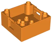 Orange Duplo Container Box 4 x 4 with Studs on Corners