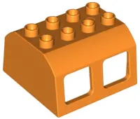 Orange Duplo, Train Locomotive Cabin Roof 2 x 4 Studs, 4 Medium Windows