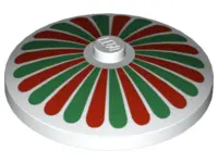 White Dish 4 x 4 Inverted (Radar) with Solid Stud with Red and Green Stripes / Petals Pattern