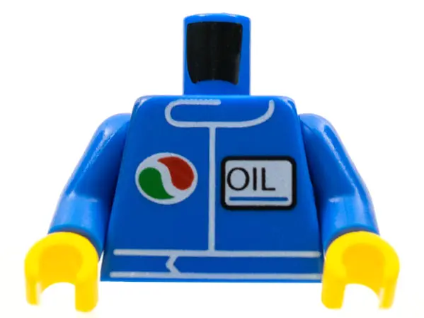 Blue Torso Octan Logo and Upright Font 'OIL' Pattern / Blue Arms / Yellow Hands