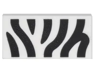 White Tile 1 x 2 with Zebra Stripes Pattern