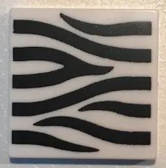 White Tile 2 x 2 with Zebra Stripes Pattern