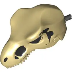 Tan Dinosaur, Tyrannosaurus rex Head with Pin, Black Skull Pattern