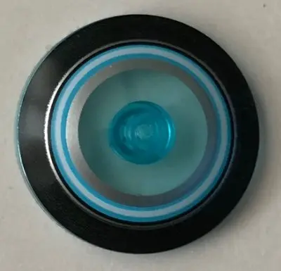 Trans-Light Blue Dish 4 x 4 Inverted (Radar) with Solid Stud with Black, Dark Azure, Silver, and Whi