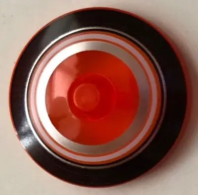 Trans-Neon Orange Dish 4 x 4 Inverted (Radar) with Solid Stud with Black, Orange, Silver, and White 