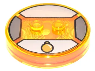 Trans-Yellow Dimensions Toy Tag 4 x 4 x 2/3 with 2 Studs and Trans-Orange Bottom with Gold Circle Pe