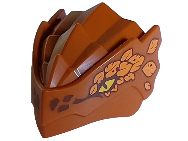 Dark Orange Dragon Head (Ninjago) with Stepped Top and Pin Hole on Back with Yellow Eyes, Dark Brown