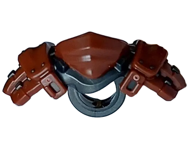 Reddish Brown Minifigure Armor Shoulder Pads and Bandana with Molded Pearl Dark Gray Rivets and Scab
