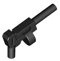 Black Minifigure, Weapon Gun, Pistol Automatic Long Barrel and Round Magazine (Tommy Gun)