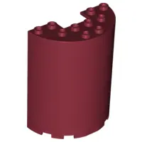 Dark Red Cylinder Half 3 x 6 x 6 with 1 x 2 Cutout