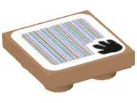 Medium Nougat Tile, Modified 2 x 2 Inverted with Super Mario Scanner Code Bowser's Mecha Hand Patter