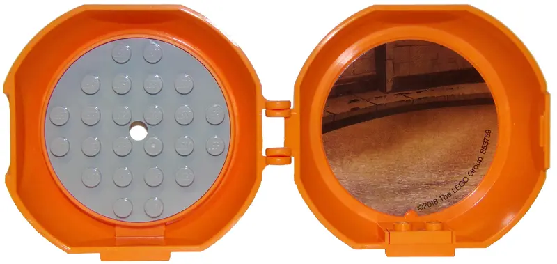 Orange Container, Pod with Light Bluish Gray 6 x 6 Round Plate and Orange 1 x 2 Plate with Ninjago P