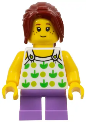Child - Girl, White Halter Top with Green Apples and Lime Spots, Medium Lavender Short Legs, Dark Re
