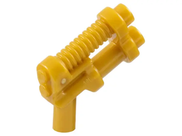 Pearl Gold Minifigure, Weapon Gun, Two Barrel Pistol - 10-Rib Top Barrel