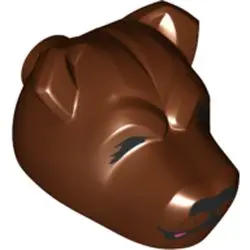Reddish Brown Dog Head with Black Nose, Closed Eyes, Closed Mouth with Drool Pattern (HP Fluffy Left