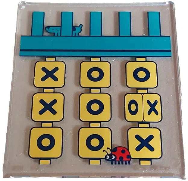 Glass for Window 1 x 6 x 6 Flat Front with Black and Yellow Tic Tac Toe Game, Dark Turquoise Frame a