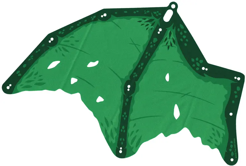 Green Cloth Wing Dragon Right, Tattered with Dark Green Bones, Green Scales and Trim Pattern