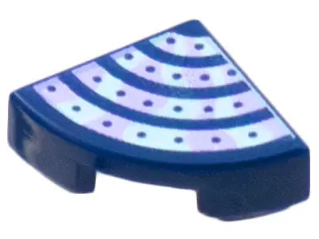Dark Blue Tile, Round 1 x 1 Quarter with 4 Lavender and Light Aqua Tentacle Stripes Pattern