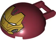 Dark Red Windscreen 4 x 4 x 1 2/3 Canopy Half Sphere with Bar Handle with Gold Hulkbuster Face with 