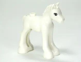White Horse, Friends Style, Baby Foal with Reddish Brown Eyes and Black Triple Eyelashes Pattern
