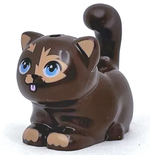 Dark Brown Cat, Friends Style, Large, Sitting with Nougat Markings, Medium Blue Eyes, and Bright Pin