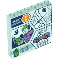 Trans-Light Blue Panel 1 x 6 x 5 with Control Screen with 'ALERT', Orange Warning Sign, City Map, Da