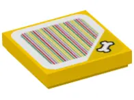 Yellow Tile 2 x 2 with Super Mario Scanner Code Gold Bone Pattern (Sticker) - Set 71399