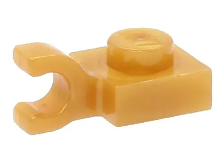 Pearl Gold Plate, Modified 1 x 1 with U Clip (Horizontal Grip)