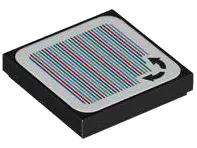 Black Tile 2 x 2 with Super Mario Scanner Code 2 Curved Arrows Lava Lift Pattern (Sticker) - Set 714