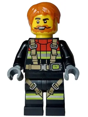 Fire - Male, Black Jacket and Legs with Reflective Stripes, Harness and Red Collar, Dark Orange Hair