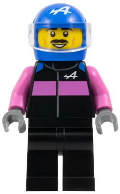 Formula 1 Driver, Alpine - Male, Black and Dark Pink Racing Suit, Blue Helmet, Trans-Clear Visor, Mo
