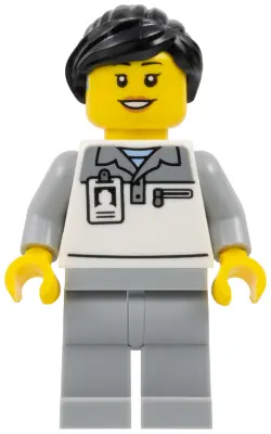 Formula 1 Mechanic - Female, Light Bluish Gray and White Polo Shirt, Light Bluish Gray Legs, Black P