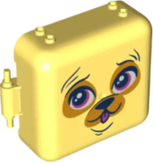 Bright Light Yellow Container, Box 3 x 8 x 6 2/3 Half Front with Dark Blue, White, Dark Pink, and Br