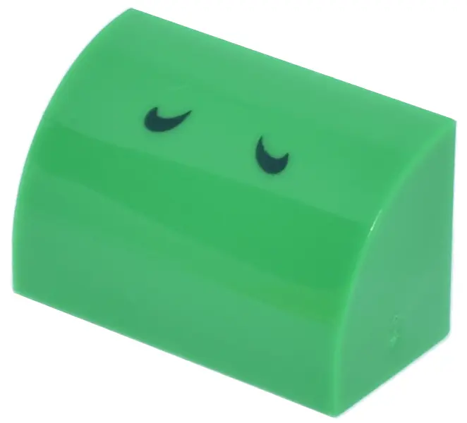 Bright Green Slope, Curved 1 x 2 with Bottom Stud Holder with 2 Dark Green Curved Lines Pattern (Sup