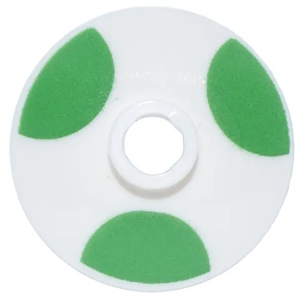 White Dish 2 x 2 Inverted (Radar) with Bright Green Spots Pattern (Super Mario Yoshi Bike Wheel Cove