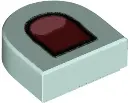Light Aqua Tile, Round 1 x 1 Half Circle Extended with Dark Red Open Mouth and Coral Tongue Pattern